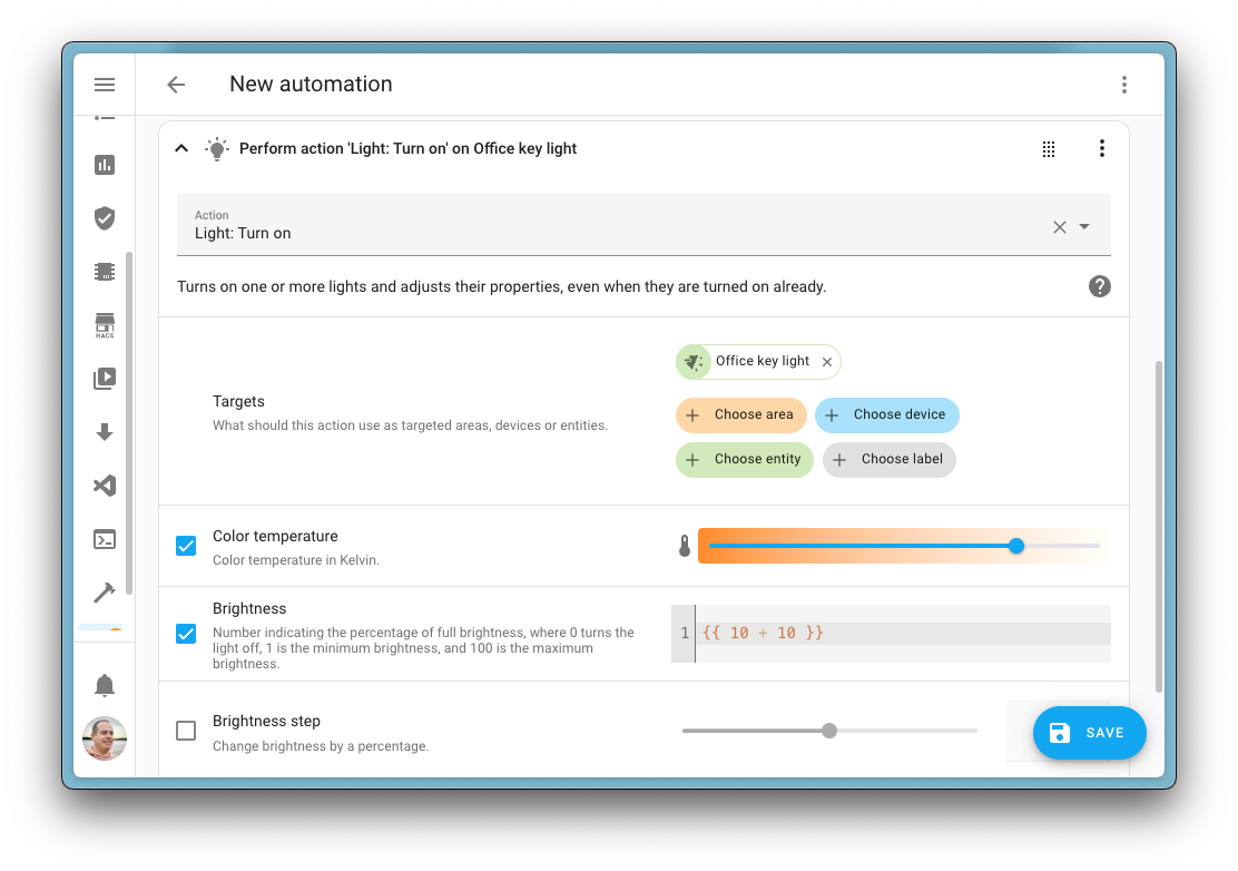 Screenshot showing the automation improvements made, when using templates keeping the rest of the UI available in those cases.