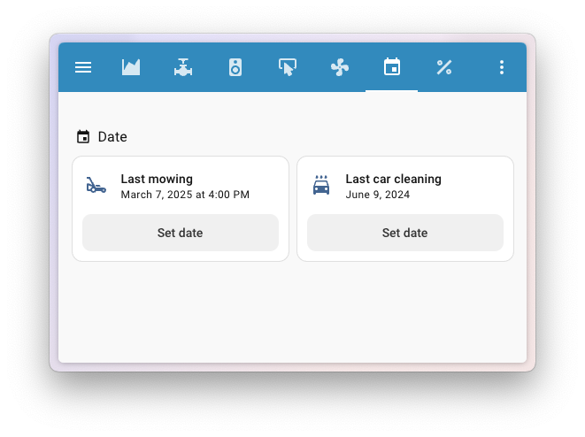 Screenshot showing a tile card using the new date feature